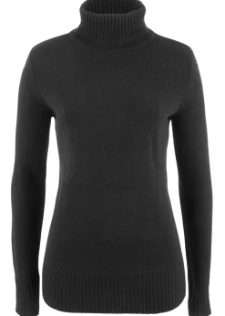 bonprix bonprix Jersey básico de punto fino con cuello alto Negro Best
