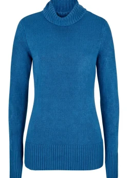bonprix bonprix Jersey básico de punto fino con cuello alto Azul polar Discount