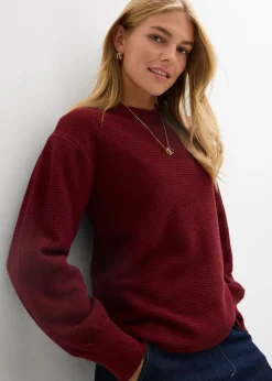 bonprix bonprix Jersey con algodón Rojo rubí Sale