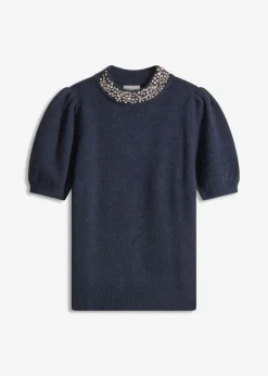 bonprix bonprix Jersey con aplicación de piedras brillantes azul marino-azul oscuro moteado Best