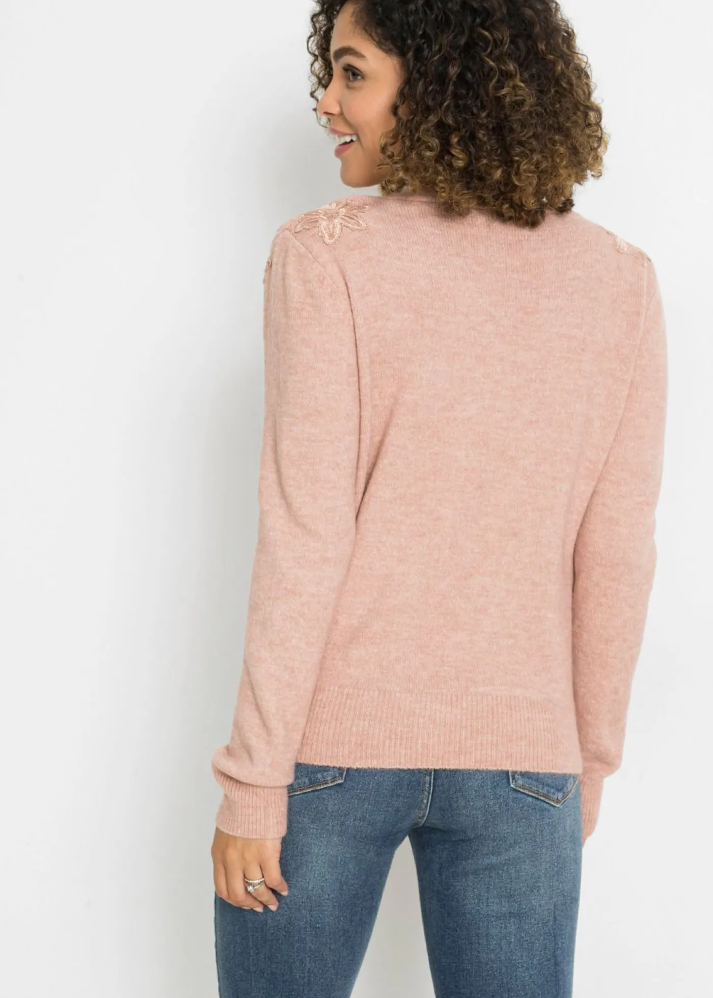 bonprix bonprix Jersey con aspecto cruzado rosa viejo moteado