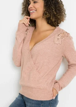 bonprix bonprix Jersey con aspecto cruzado rosa viejo moteado