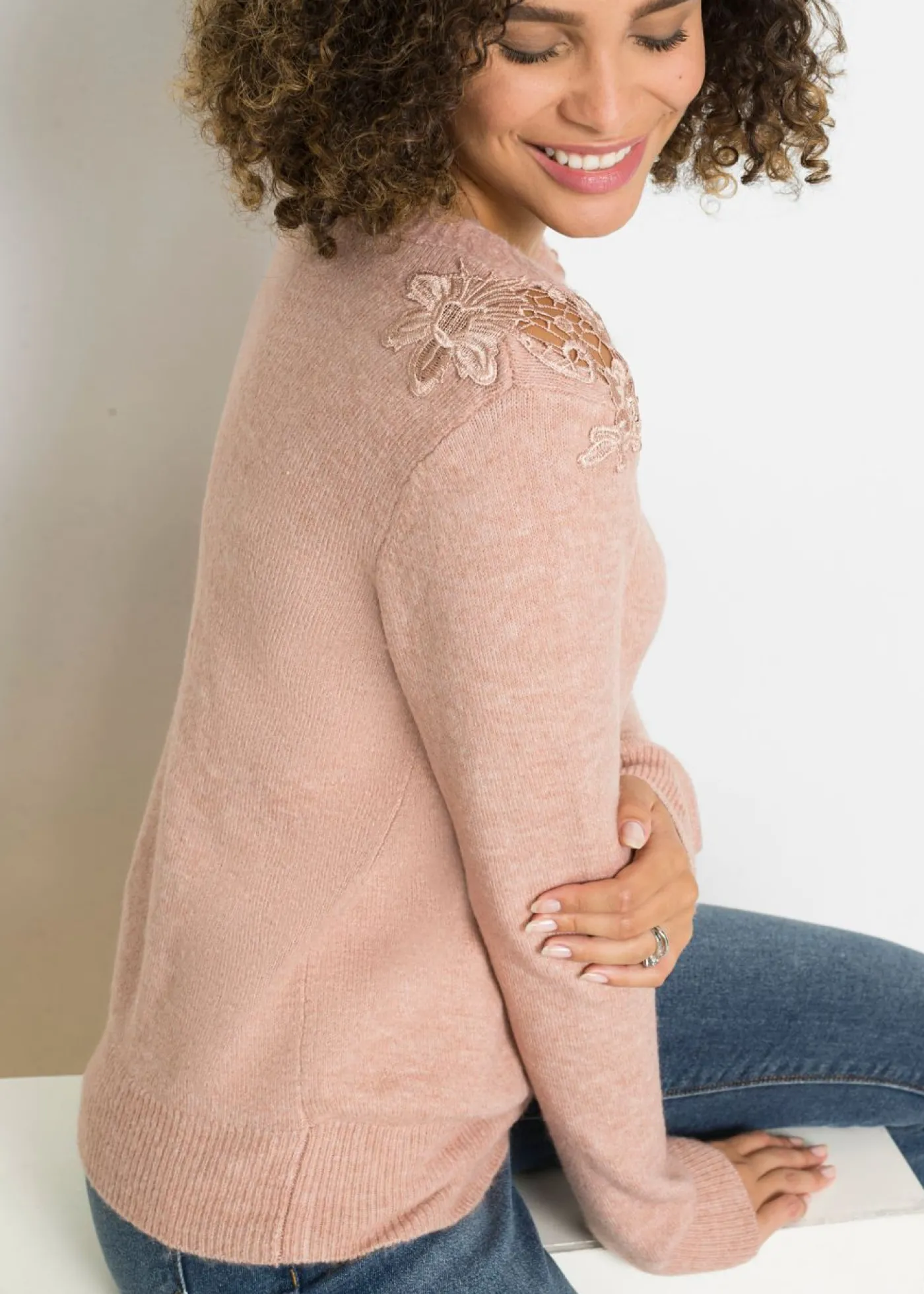 bonprix bonprix Jersey con aspecto cruzado rosa viejo moteado