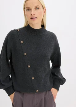 bonprix bonprix Jersey con botones antracita jaspeado moteado Hot