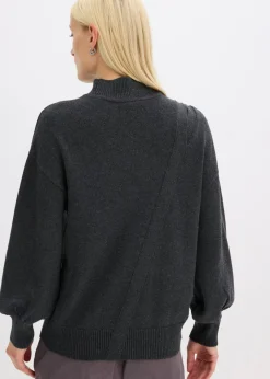 bonprix bonprix Jersey con botones antracita jaspeado moteado Hot