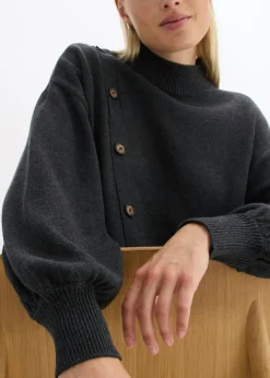 bonprix bonprix Jersey con botones antracita jaspeado moteado Hot
