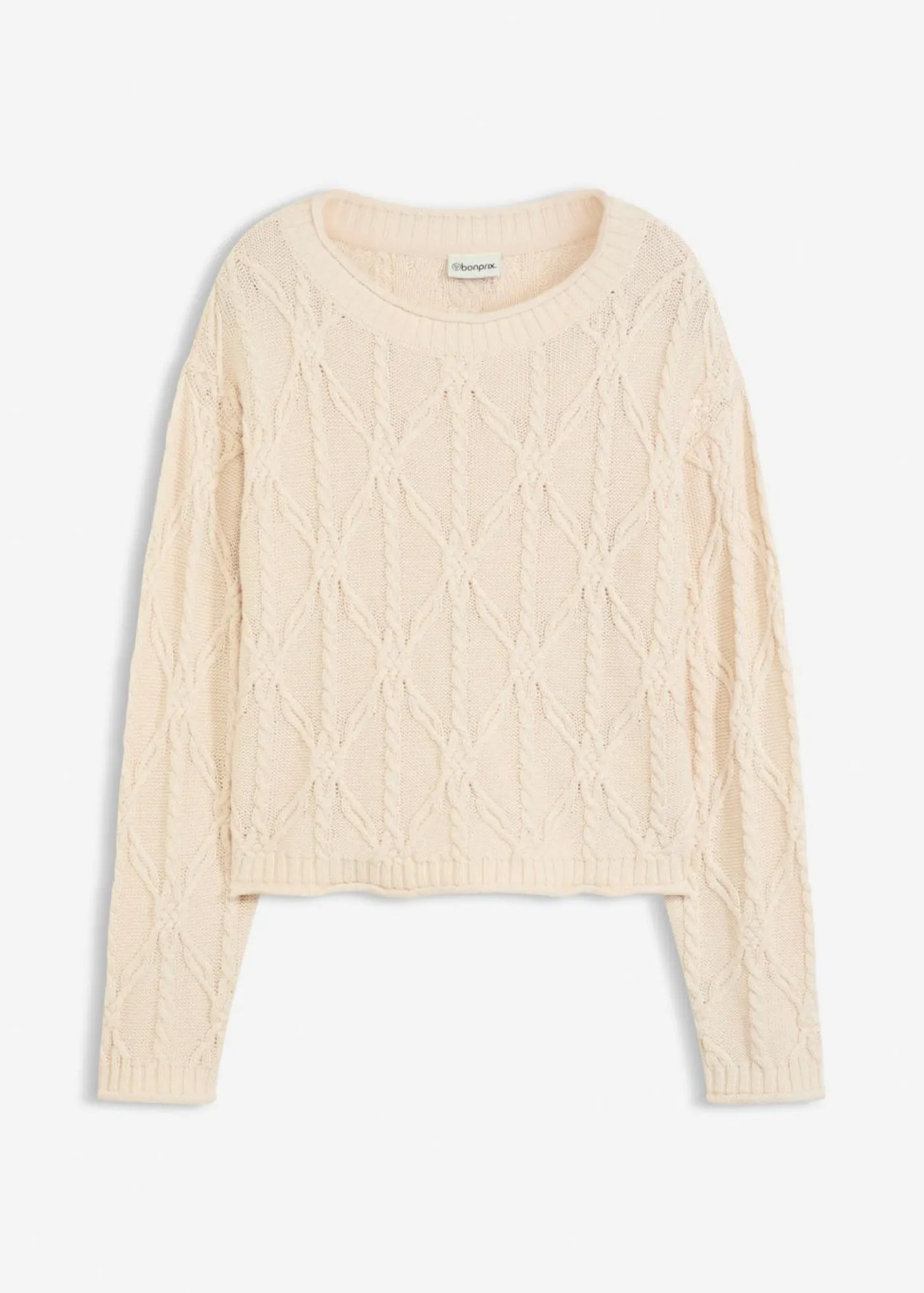 bonprix bonprix Jersey con contenido de algodón gris guijarro-blanco crema moteado Hot