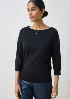 bonprix bonprix Jersey con contenido de seda Negro New