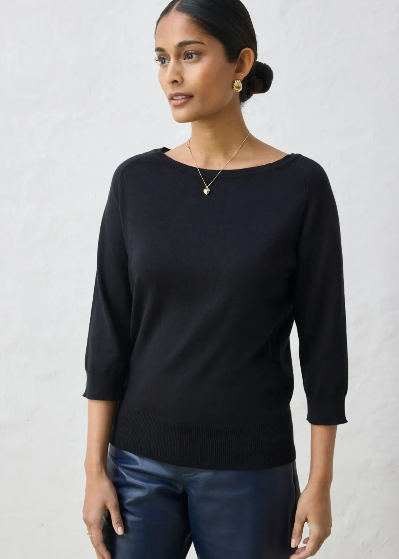 bonprix bonprix Jersey con contenido de seda Negro New