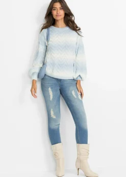 bonprix bonprix Jersey con corte boxy Azul hielo-blanco lana Hot