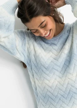 bonprix bonprix Jersey con corte boxy Azul hielo-blanco lana Hot