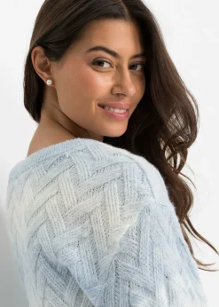 bonprix bonprix Jersey con corte boxy Azul hielo-blanco lana Hot