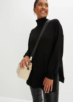 bonprix bonprix Jersey con cuello vuelto de mezcla de viscosa Negro Online