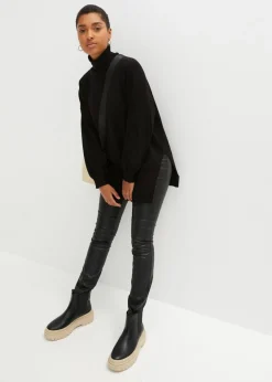 bonprix bonprix Jersey con cuello vuelto de mezcla de viscosa Negro Online