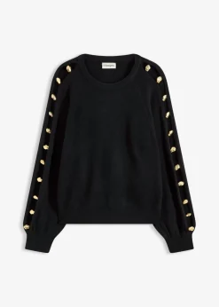 bonprix bonprix Jersey con cuentas de metal Negro Sale