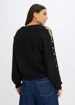 bonprix bonprix Jersey con cuentas de metal Negro Sale