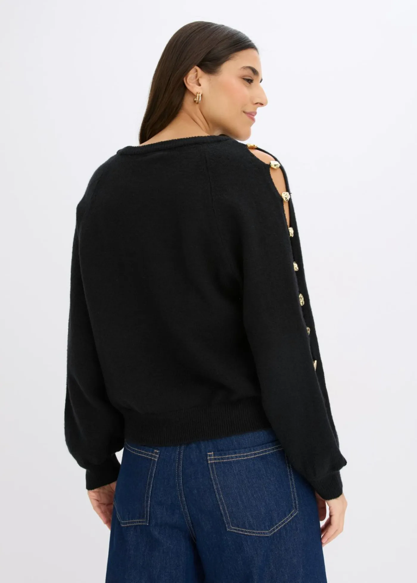 bonprix bonprix Jersey con cuentas de metal Negro Sale