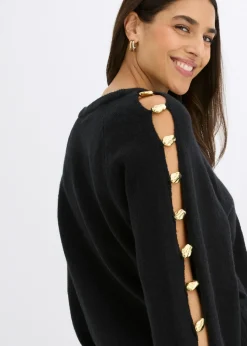 bonprix bonprix Jersey con cuentas de metal Negro Sale