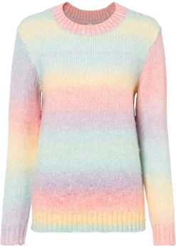 bonprix bonprix Jersey con degradado cromático rosa pálido/amarillo/azul pálido/púrpura con rayas Outlet