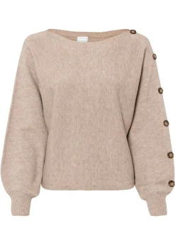 bonprix bonprix Jersey con detalles de botón marrón claro moteado Hot