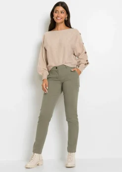 bonprix bonprix Jersey con detalles de botón marrón claro moteado Hot