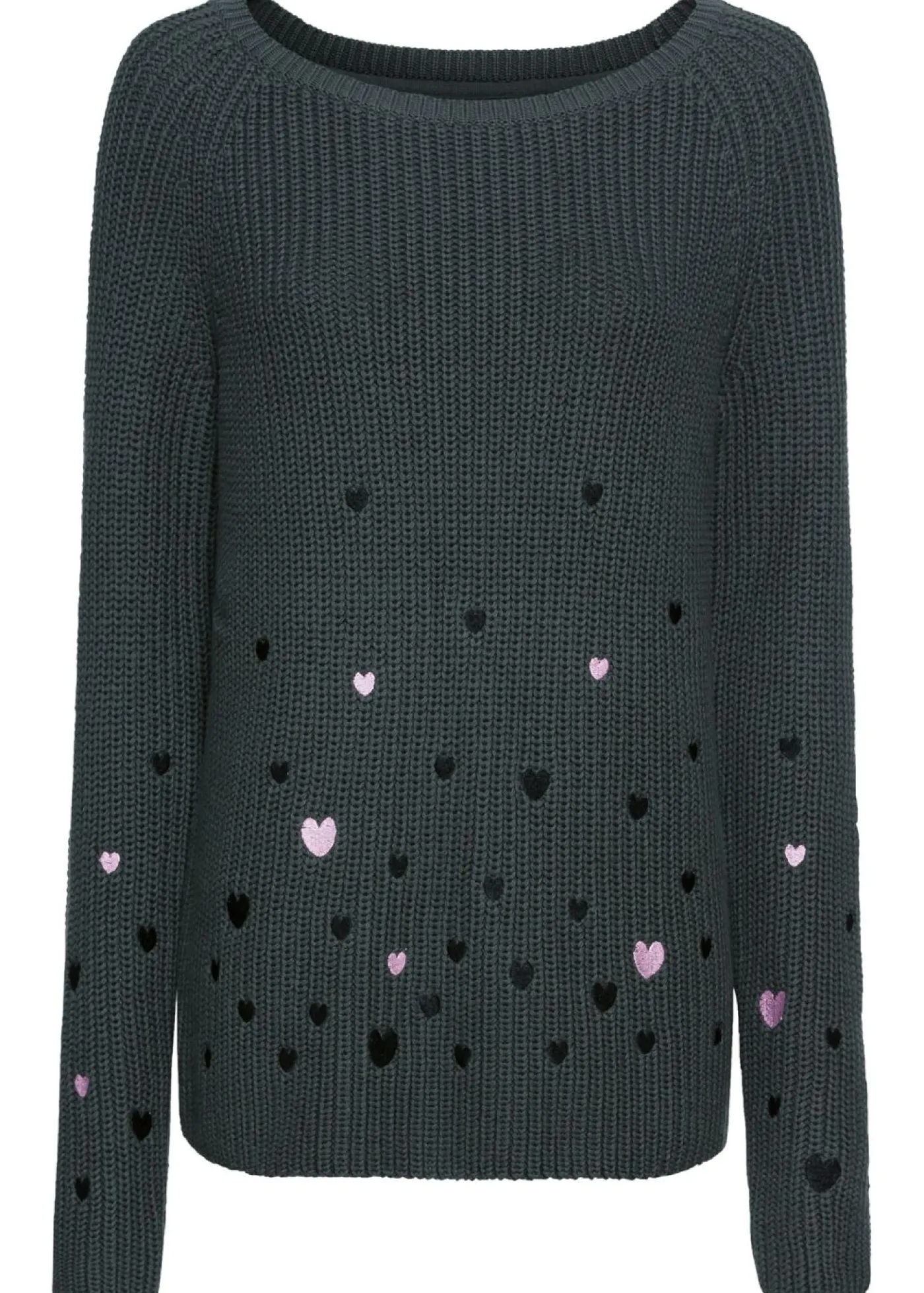 bonprix bonprix Jersey con dibujos de corazones Antracita estampado Discount
