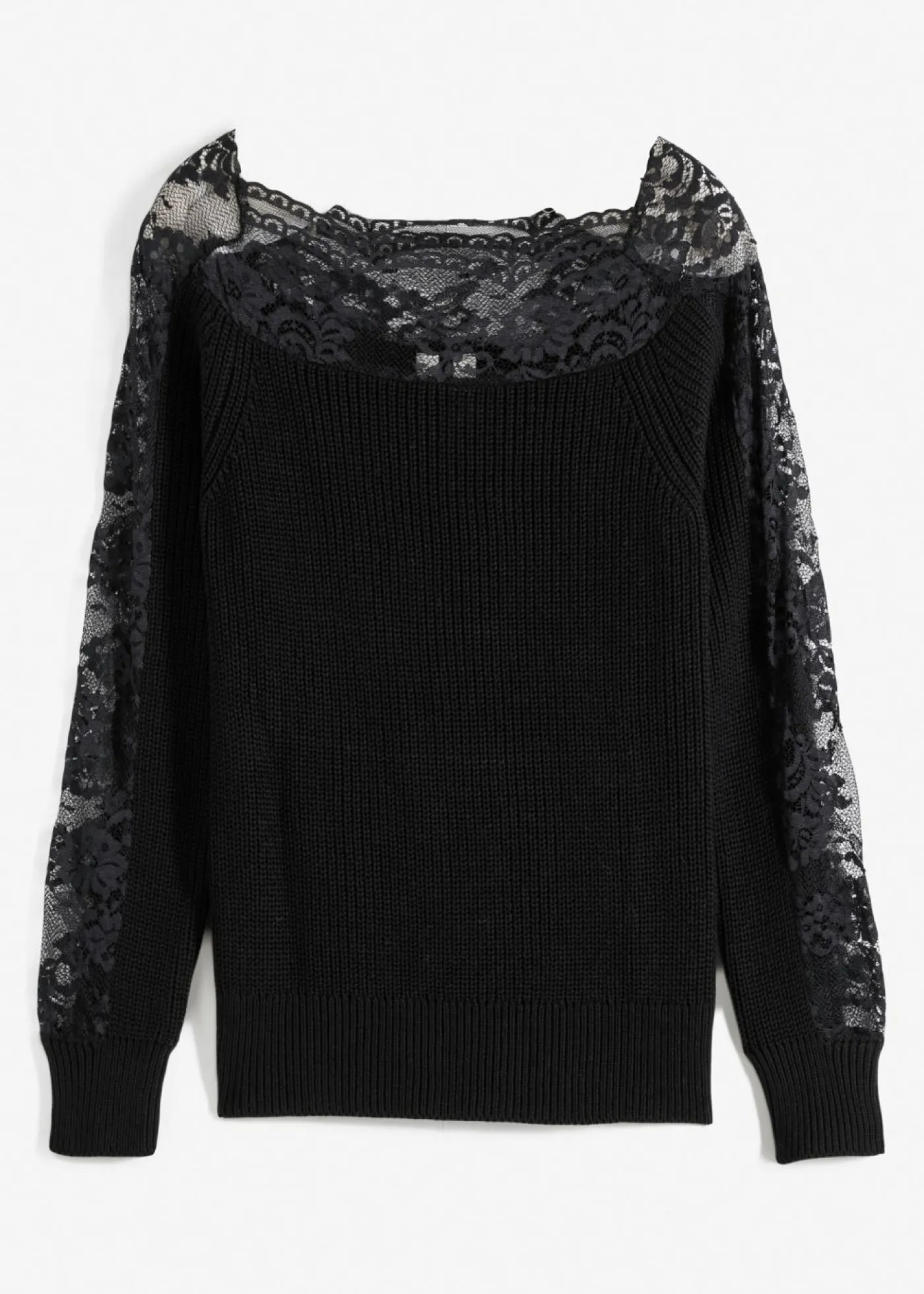 bonprix bonprix Jersey con encaje Negro