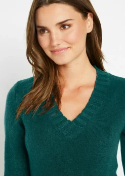 bonprix bpc bonprix collection Jersey con escote en V Verde intenso Best