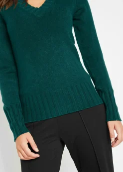 bonprix bpc bonprix collection Jersey con escote en V Verde intenso Best
