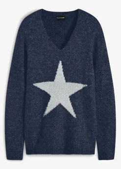 bonprix bonprix Jersey con estrellas Azul marino Discount