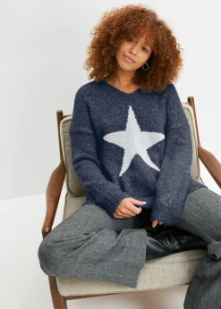 bonprix bonprix Jersey con estrellas Azul marino Discount
