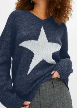 bonprix bonprix Jersey con estrellas Azul marino Discount