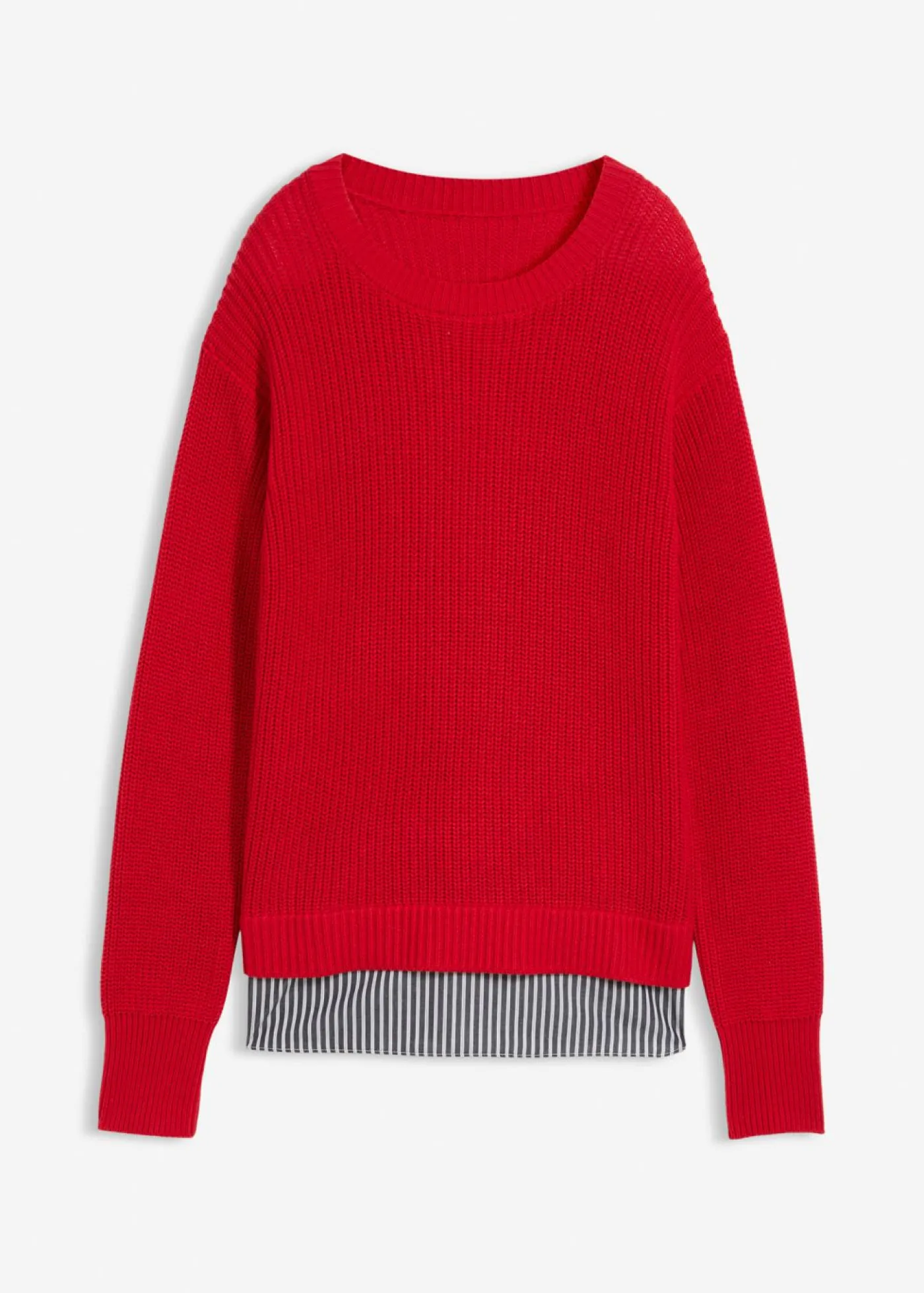 bonprix bonprix Jersey con inserto de blusa rojo lava-blanco-gris sombra