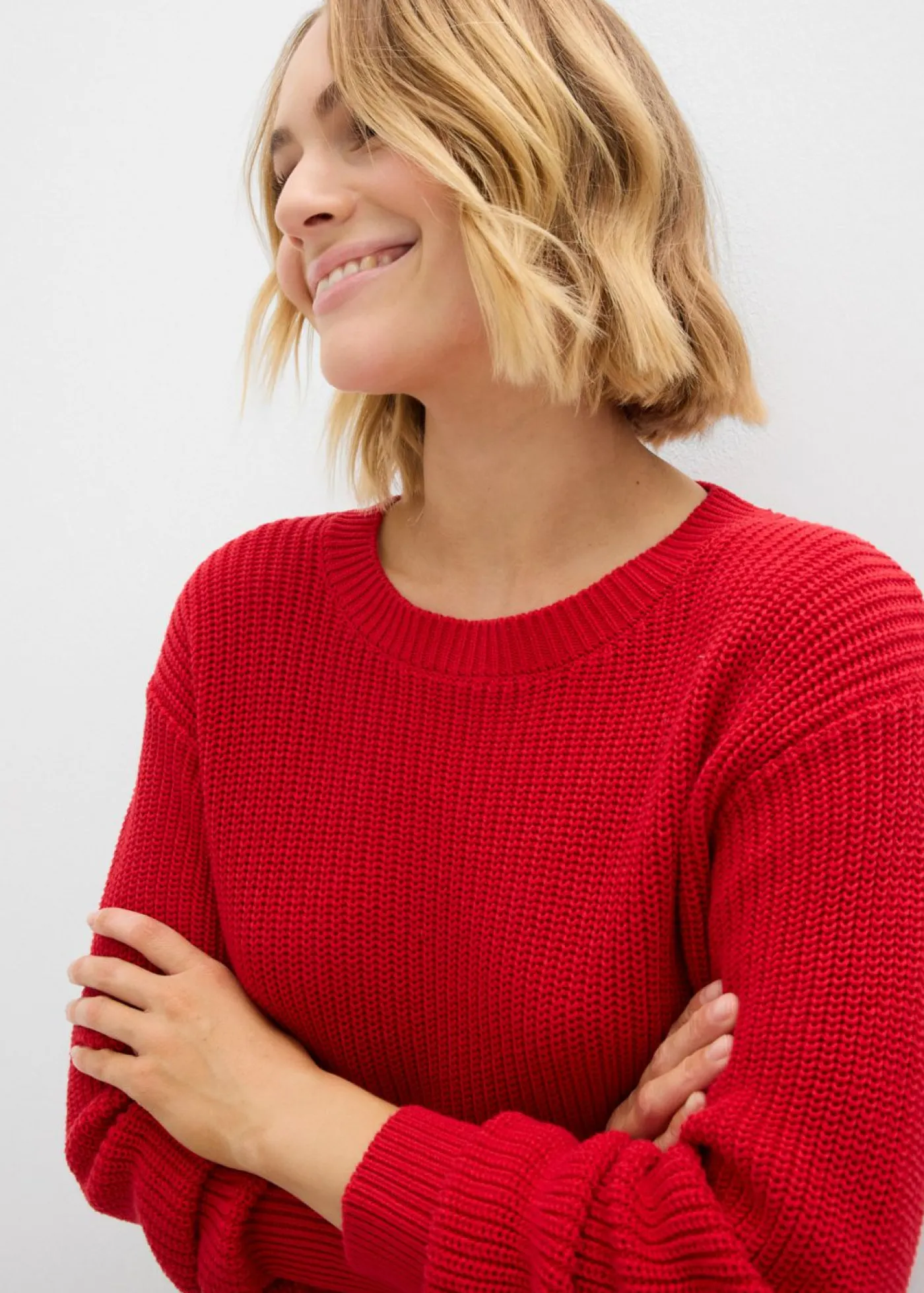 bonprix bonprix Jersey con inserto de blusa rojo lava-blanco-gris sombra