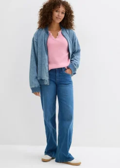 bonprix bonprix Jersey con inserto de encaje orquídea ahumado Outlet