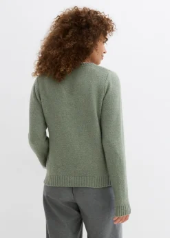 bonprix bonprix Jersey con inserto de encaje Verde oliva Sale