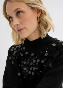 bonprix bonprix Jersey con lentejuelas Negro Outlet