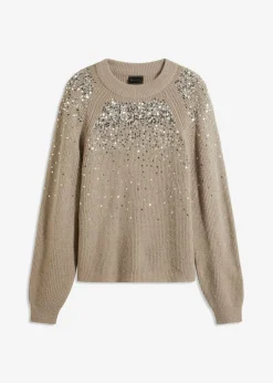 bonprix bonprix Jersey con lentejuelas Piedra/plata Online