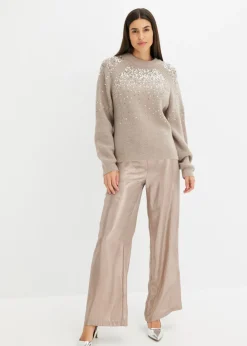 bonprix bonprix Jersey con lentejuelas Piedra/plata Online