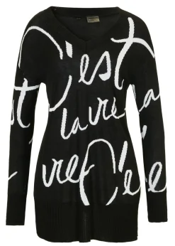 bonprix bonprix Jersey con letras Negro-blanco Outlet