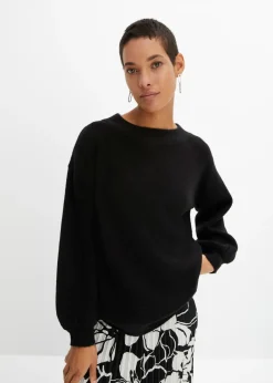 bonprix bonprix Jersey con mangas abullonadas Negro Outlet