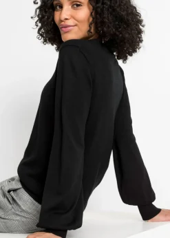 bonprix bonprix Jersey con mangas abullonadas Negro New