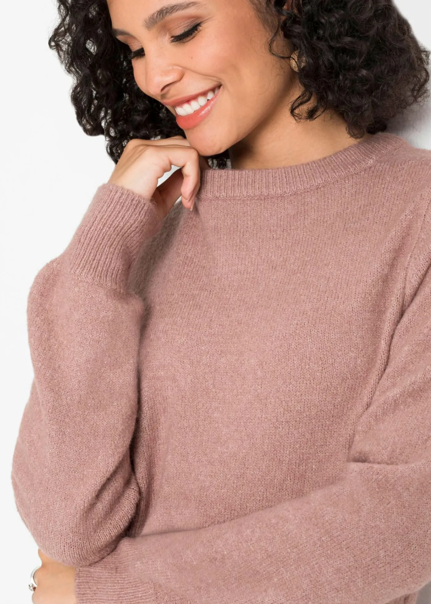 bonprix bonprix Jersey con mangas abullonadas rosa palo jaspeado Hot