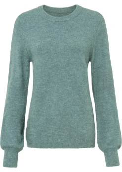 bonprix bonprix Jersey con mangas abullonadas Azul mineral jaspeado Discount
