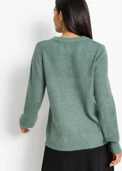 bonprix bonprix Jersey con mangas abullonadas Azul mineral jaspeado Discount