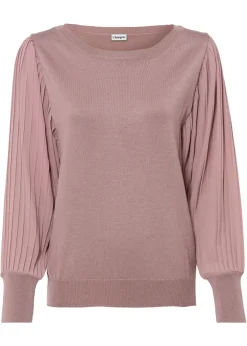 bonprix bonprix Jersey con mangas plisadas de viscosa sostenible palisandro Discount