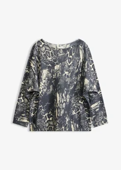 bonprix bonprix Jersey con mangas tipo murciélago y estampado de serpiente Negro + blanco perla Online