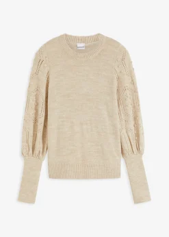bonprix bonprix Jersey con patrón de ajour Beige Hot