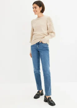 bonprix bonprix Jersey con patrón de ajour Beige Hot