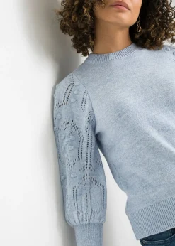 bonprix bonprix Jersey con patrón de ajour Azul claro Hot